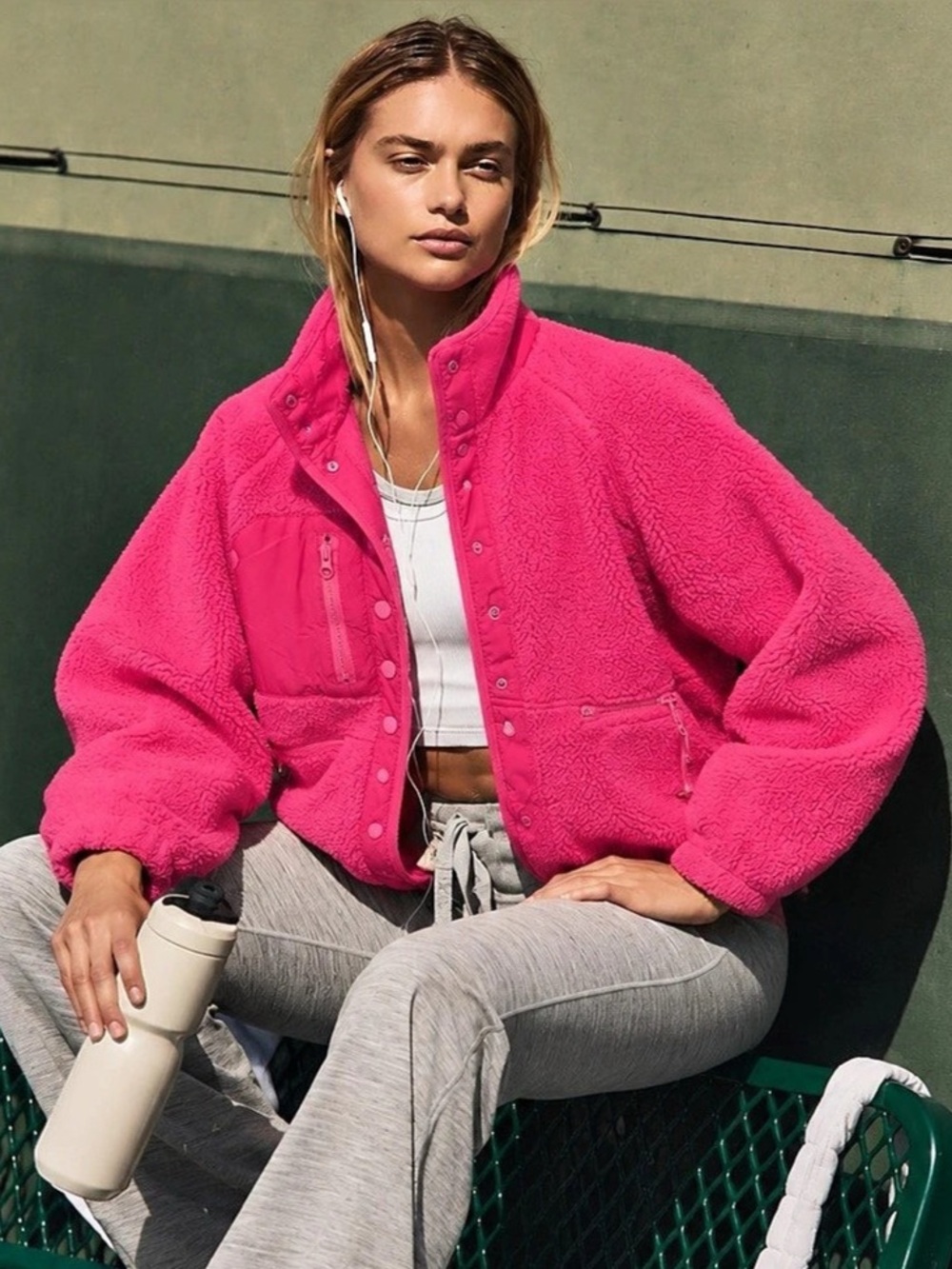Free People Hit the Slopes inspired Pink Fleece Jacket